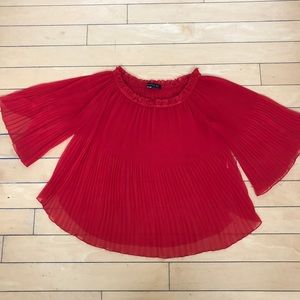 Red Zara accordion top